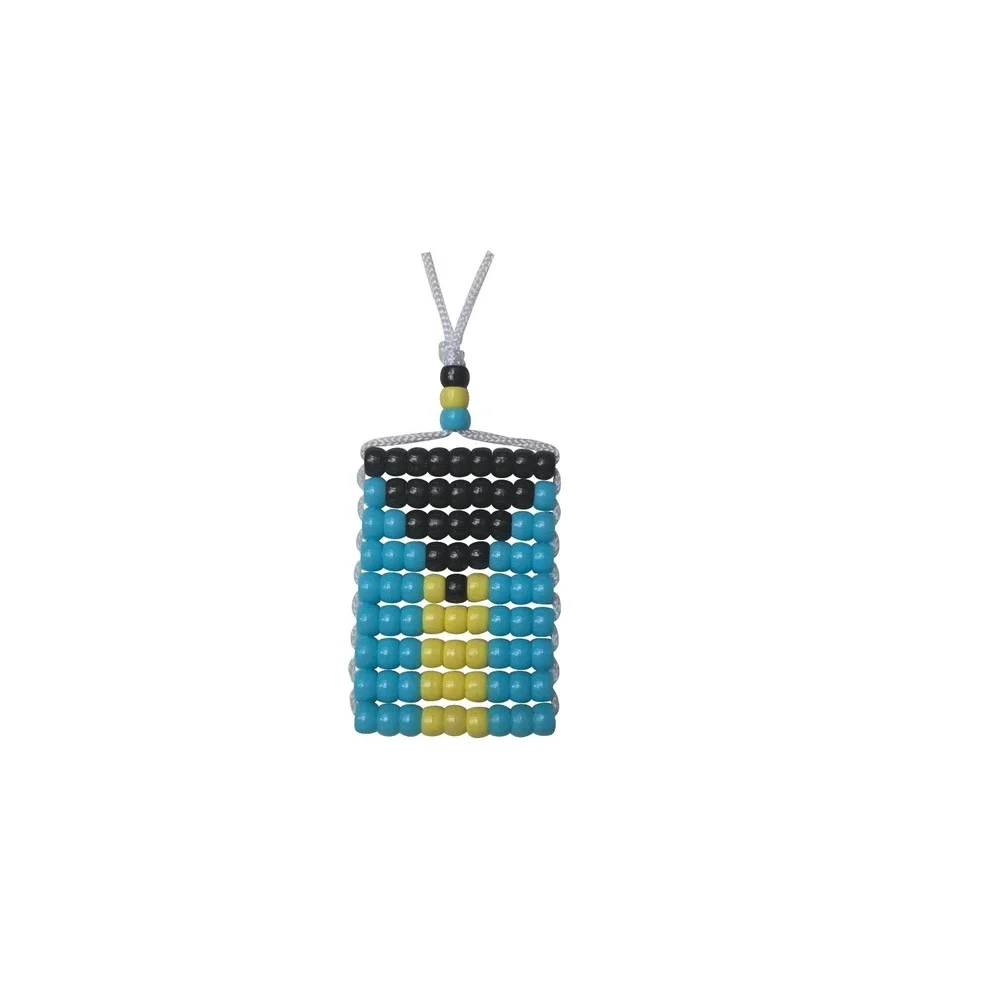 Car Rearview Mirror Danglers. Car Accessory. Pony Beads Bahamas Flag
